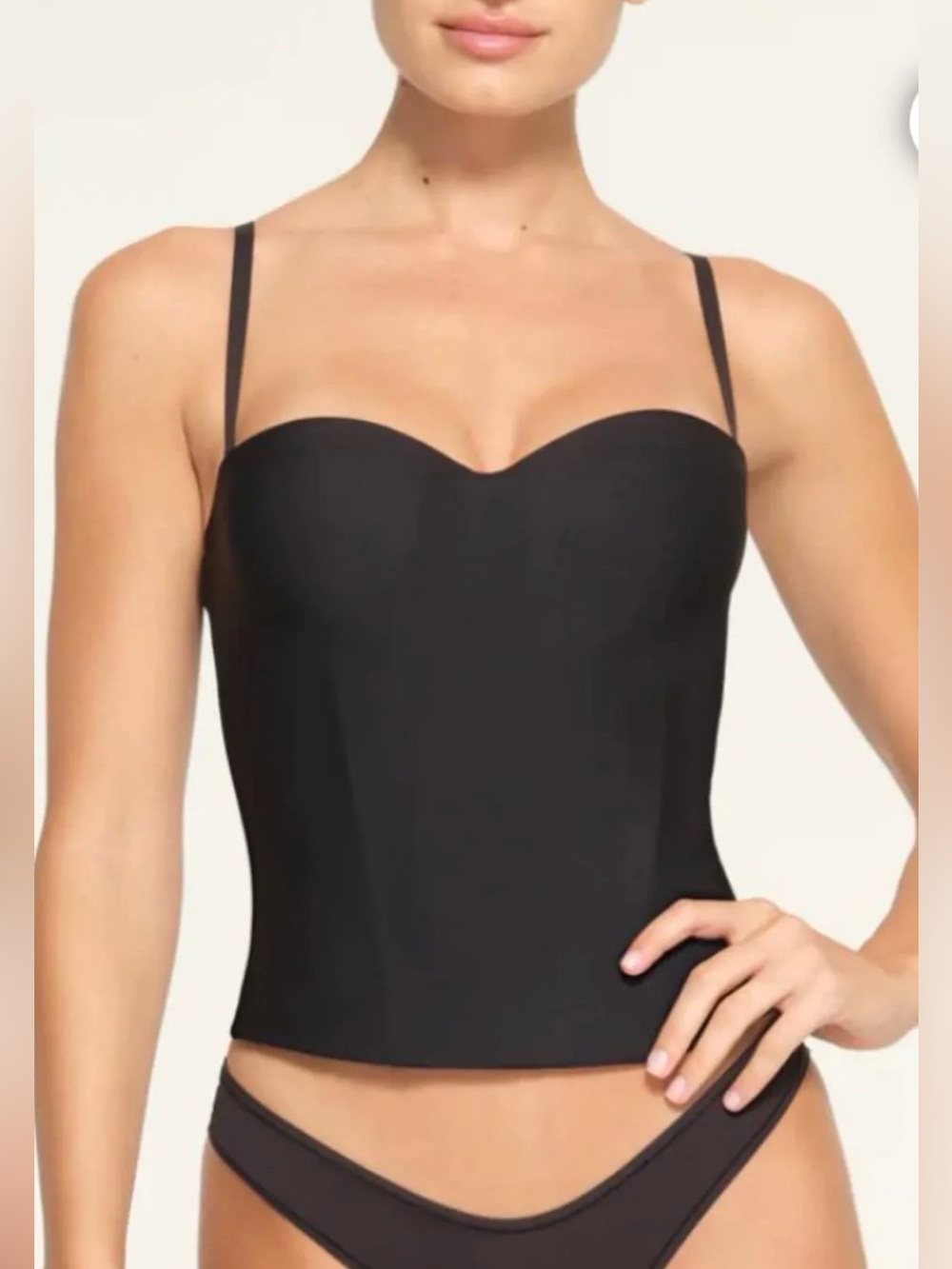 SKIMS🖤 Discontinued Body Corset Black Hook & Eye Top NWT Large Rare